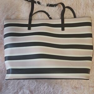 Striped Black and Pink Women's Tote Bag